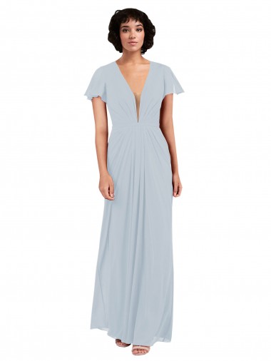 Soft Chiffon V-Neck A-Line Sea Glass Bridesmaid Dress / Formal Dress Derby