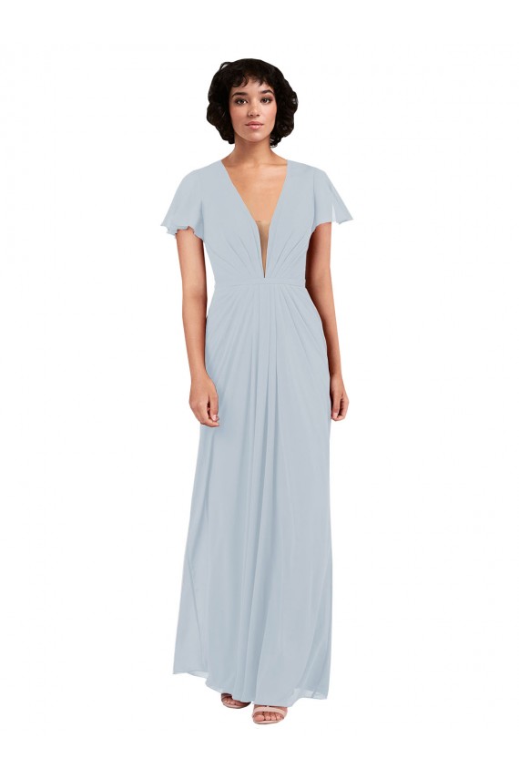 Soft Chiffon V-Neck A-Line Sea Glass Bridesmaid Dress / Formal Dress Derby