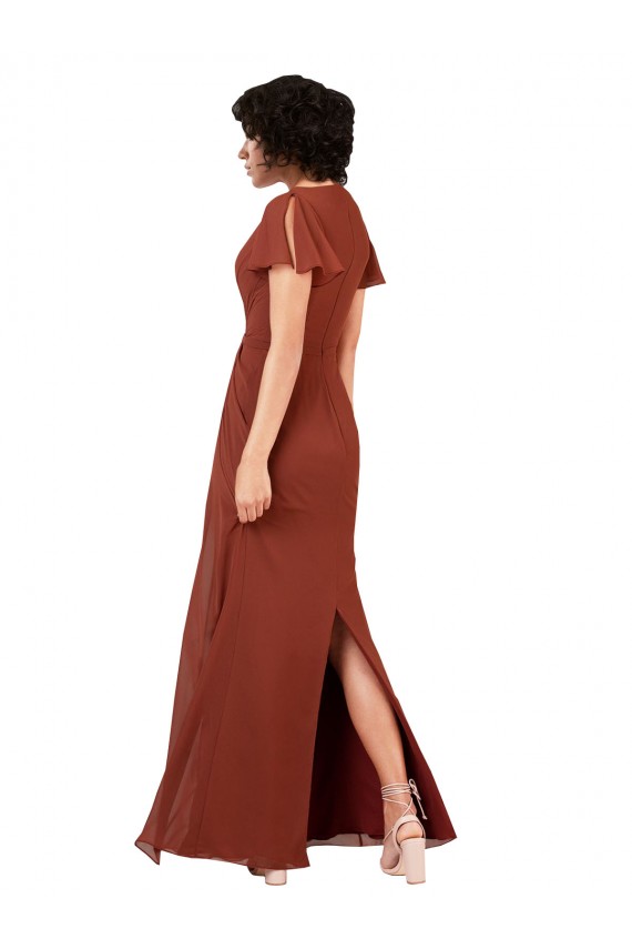Soft Chiffon V-Neck A-Line Sea Glass Bridesmaid Dress / Formal Dress Derby