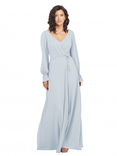 Soft Chiffon V-Neck A-Line Sea Glass Formal Dress / Bridesmaid Dress Derby