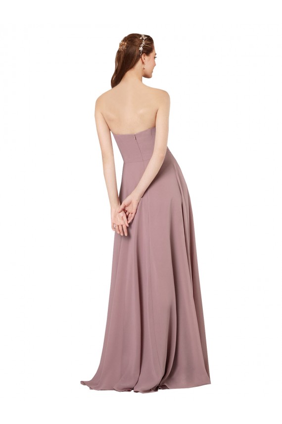 Soft Chiffon Strapless Low Back A-Line Grape Formal Dress / Bridesmaid Dress Derby