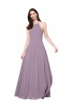 Chiffon Halter Neck Keyhole Back A-Line Dark Lavender Bridesmaid Dress / Evening Dress Derby