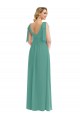 Soft Chiffon V-Neck V-Back A-Line Icelandic Silver Semi Formal Evening Dress / Bridesmaid Dress Derby