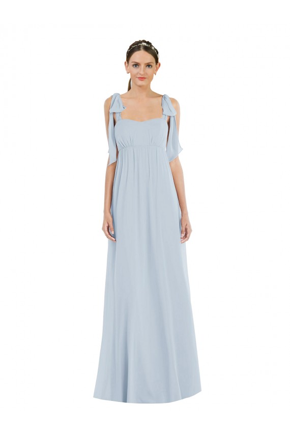 Soft Chiffon Sweetheart Low Back A-Line Sea Glass Semi Formal Evening Dress / Bridesmaid Dress Derby