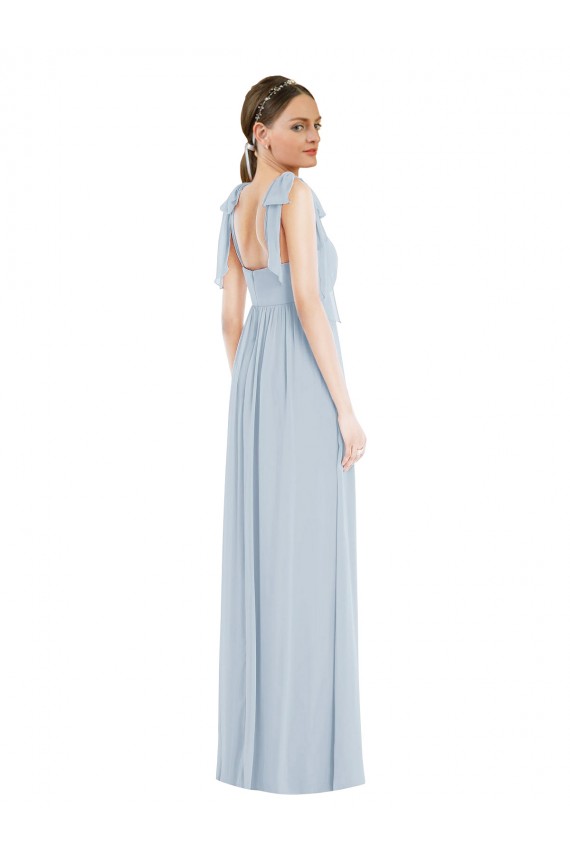 Soft Chiffon Sweetheart Low Back A-Line Sea Glass Semi Formal Evening Dress / Bridesmaid Dress Derby