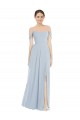 Soft Chiffon Off the Shoulder A-Line Sea Glass Semi Formal Evening Dress / Bridesmaid Dress Derby