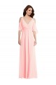Soft Chiffon V-Neck V-Back A-Line Pink Semi Formal Evening Dress / Bridesmaid Dress Derby