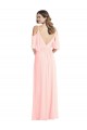 Soft Chiffon V-Neck V-Back A-Line Pink Semi Formal Evening Dress / Bridesmaid Dress Derby