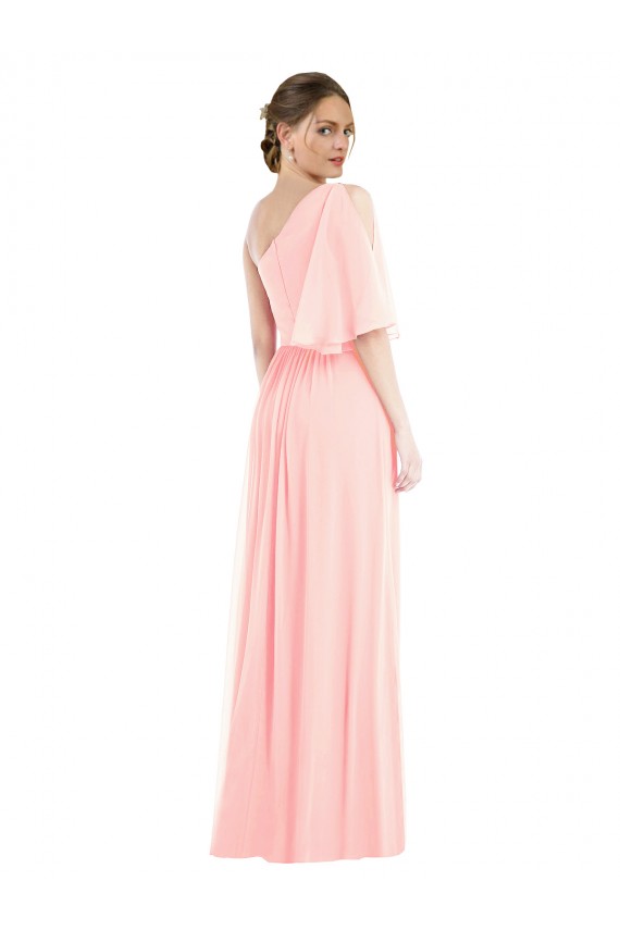 Soft Chiffon One Shoulder A-Line Pink Semi Formal Evening Dress / Bridesmaid Dress Derby