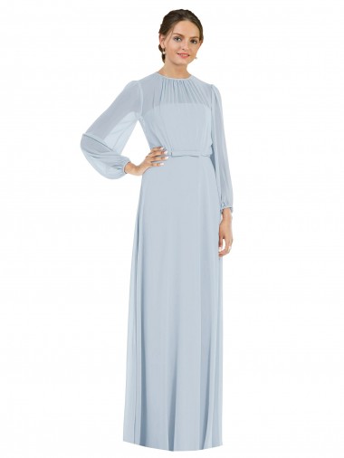 Soft Chiffon Strapless Keyhole Back A-Line Sea Glass Formal Evening Gown / Bridesmaid Dress Derby