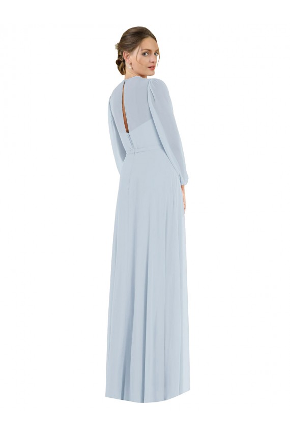 Soft Chiffon Strapless Keyhole Back A-Line Sea Glass Formal Evening Gown / Bridesmaid Dress Derby