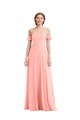 Soft Chiffon Off the Shoulder A-Line Salmon Semi Formal Evening Dress / Bridesmaid Dress Derby