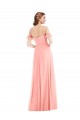Soft Chiffon Off the Shoulder A-Line Salmon Semi Formal Evening Dress / Bridesmaid Dress Derby