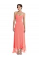 Soft Chiffon Scoop Neck A-Line Coral High Low Bridesmaid Dress Derby