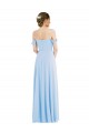 Soft Chiffon Off the Shoulder A-Line Light Sky Blue Formal Evening Gown / Bridesmaid Dress Derby