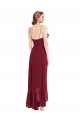 Soft Chiffon V-Neck Low Back A-Line Burgundy High Low Evening Gown / Bridesmaid Dress Derby