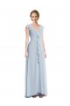 Soft Chiffon V-Neck V-Back A-Line Sea Glass Black Tie Evening Gown / Bridesmaid Dress Derby