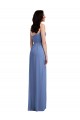 Soft Chiffon Spaghetti Straps Low Back A-Line Windsor Blue Semi Formal Evening Dress / Bridesmaid Dress Derby