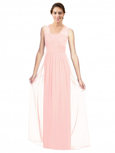 Luxe Chiffon V-Neck A-Line Pink Bridesmaid Dress Derby