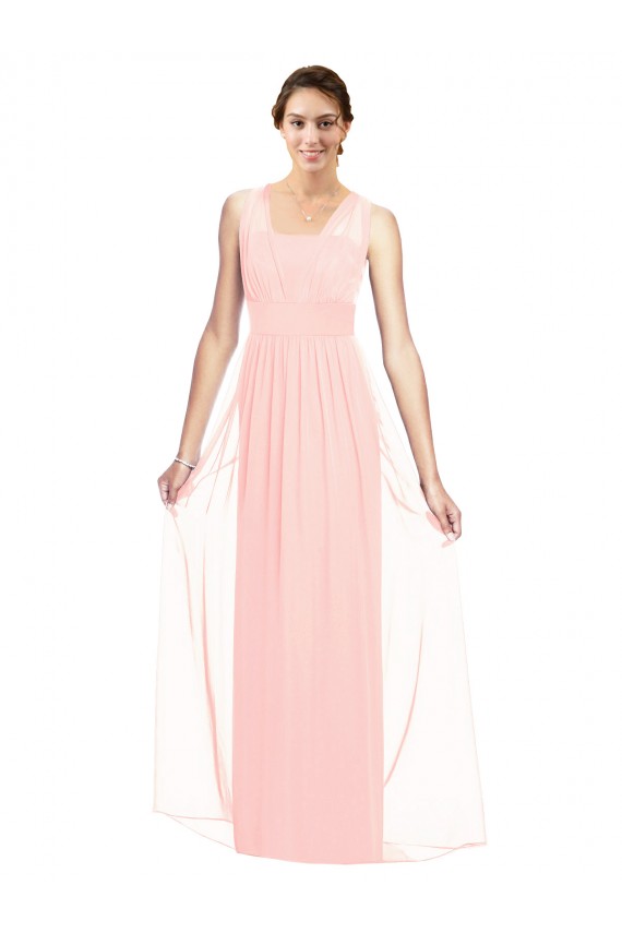Luxe Chiffon V-Neck A-Line Pink Bridesmaid Dress Derby