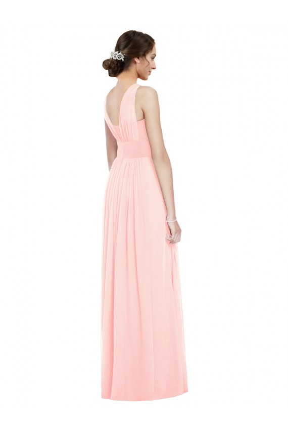 Luxe Chiffon V-Neck A-Line Pink Bridesmaid Dress Derby