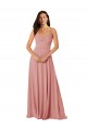 Lxue Chiffon V-Neck V-Back A-Line Bliss Pink Bridesmaid Dress Derby
