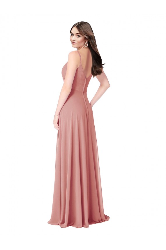 Lxue Chiffon V-Neck V-Back A-Line Bliss Pink Bridesmaid Dress Derby