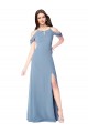 Soft Chiffon Off the Shoulder A-Line Dusty Blue Evening Dress / Bridesmaid Dress Derby