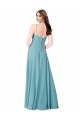 Soft Chiffon V-Neck A-Line Turquoise Bridesmaid Dress Derby