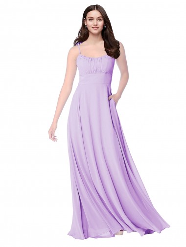 Soft Chiffon Scoop Neck A-Line Lilac Bridal Party Dress Derby