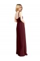 Soft Chiffon Square Neck Low Back A-Line Burgundy Gold Bridesmaid Dress Derby