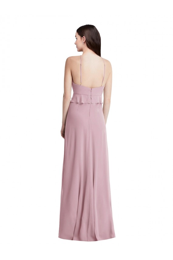 Chiffon Halter Neck Low Back A-Line Primrose Bridesmaid Dress / Evening Dress Derby