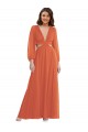 Soft Chiffon V-Neck Open Back A-Line Firecracker High Low Evening Gown / Bridesmaid Dress Derby