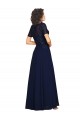 Soft Chiffon Round Neck A-Line Dark Navy Prom Dress / Bridesmaid Dress Derby