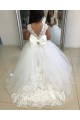 Tulle & Lace Bateau Neck Ball Gown Ivory Flower Girl Dress Derby