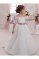 Tulle & Lace High Neck Keyhole Back Ball Gown Ivory Flower Girl Dresses Derby