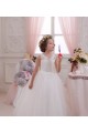 Tulle & Lace High Neck Keyhole Back Ball Gown Ivory Little Flower Girl Dresses Derby