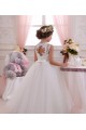 Tulle & Lace High Neck Keyhole Back Ball Gown Ivory Little Flower Girl Dresses Derby