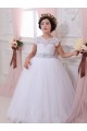 Tulle & Lace Sweetheart Cap Sleeves Ball Gown Ivory Flower Girl Dresses Derby