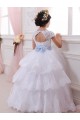Tulle & Lace Sweetheart Cap Sleeves Ball Gown Ivory Flower Girl Dresses Derby