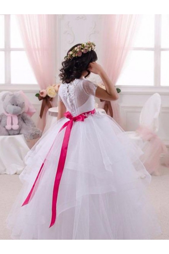 Tulle & Lace Sweetheart Ball Gown Ivory Little Flower Girl Dress Derby