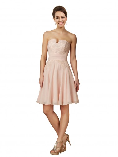 Soft Chiffon & Lace Sweetheart A-Line Pink Bridesmaid Dress Derby