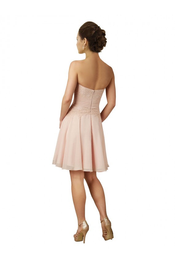 Soft Chiffon & Lace Sweetheart A-Line Pink Bridesmaid Dress Derby