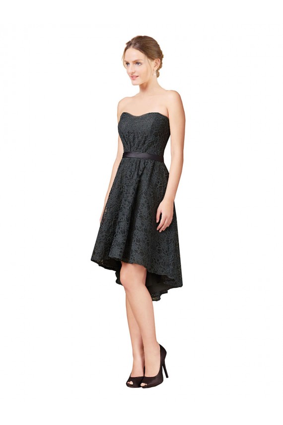 Lace Sweetheart A-Line Slate Grey High Low Bridesmaid Dress Derby