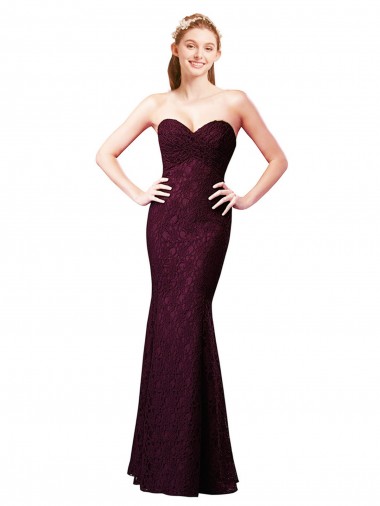 Lace Sweetheart A-Line Grape Bridesmaid Dress Derby