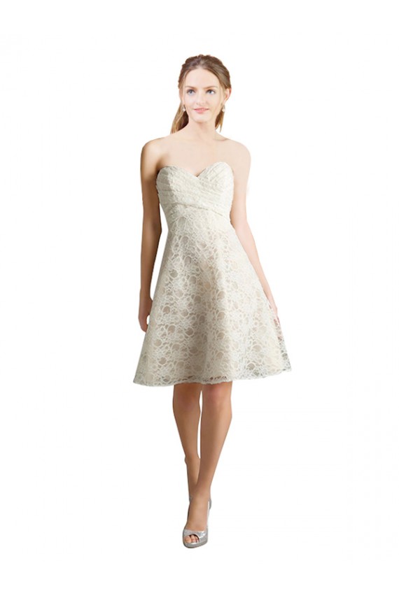 Lace Strapless A-Line Ivory,Champagne Bridesmaid Dress Derby
