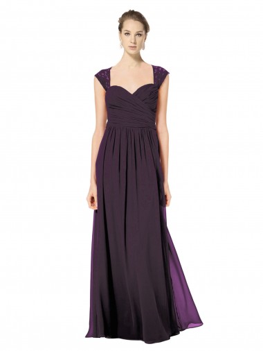 Soft Chiffon & Lace Sweetheart Keyhole Back A-Line Grape Formal Dress / Bridesmaid Dress Derby