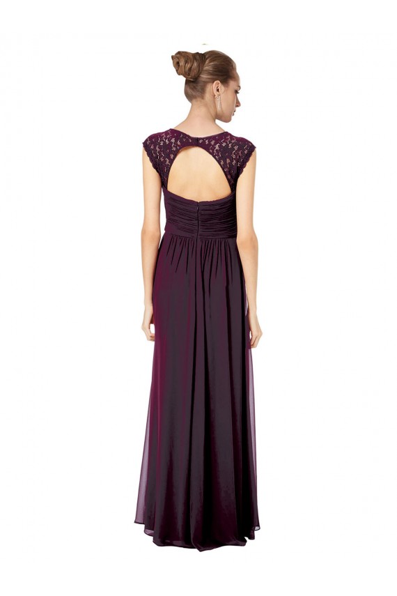 Soft Chiffon & Lace Sweetheart Keyhole Back A-Line Grape Formal Dress / Bridesmaid Dress Derby