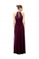 Soft Chiffon & Lace Illusion Neck Keyhole Back A-Line Dark Navy Formal Dress / Bridesmaid Dress Derby