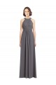 Soft Chiffon & Lace Halter Neck A-Line Stormy Silver Bridesmaid Dress Derby